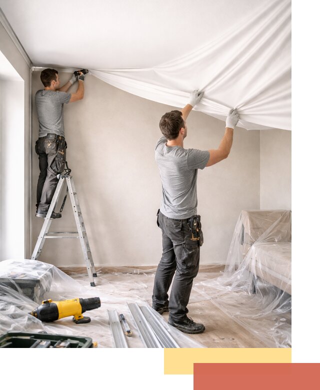 Монтаж тканевого натяжного потолка в Рузаевке недорого и быстро