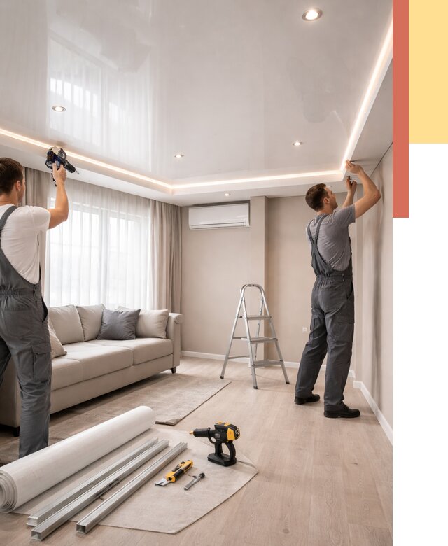 Монтаж глянцевого натяжного потолка в Рузаевке от 778 руб. под ключ | ОТДЕЛОЧНИК-Рзв