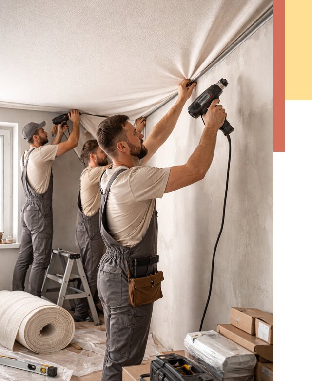 Монтаж фактурного натяжного потолка в Рузаевке от 778 руб. — ОТДЕЛОЧНИК-Рзв