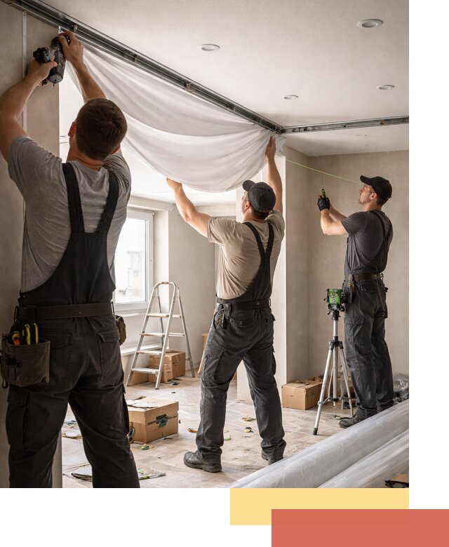 Монтаж парящего натяжного потолка под ключ в Рузаевке