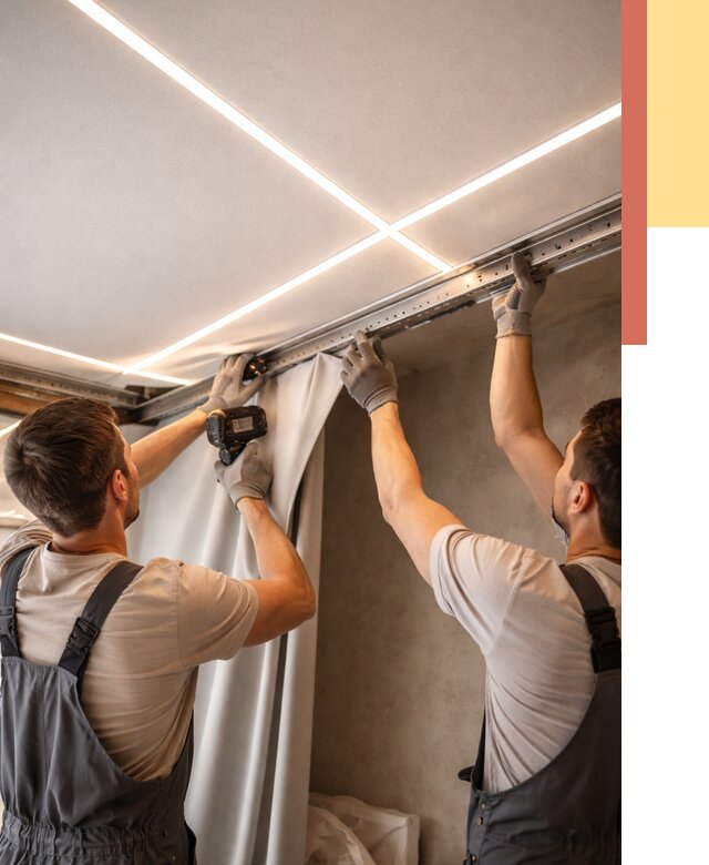 Монтаж натяжного потолка со световыми линиями в Рузаевке от 1244 руб. | ОТДЕЛОЧНИК-Рзв