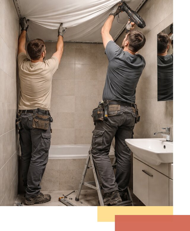 Монтаж натяжного потолка в ванной в Рузаевке быстро и качественно