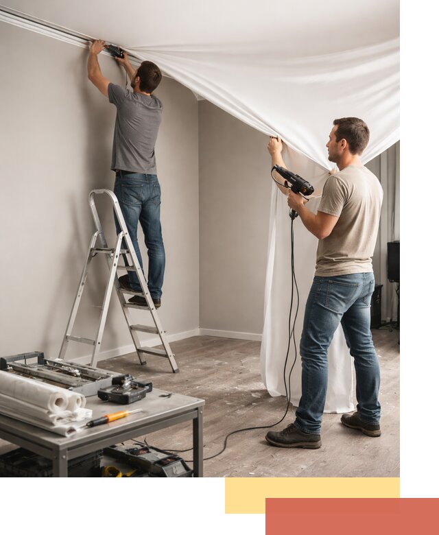 Монтаж натяжного потолка в студии в Рузаевке