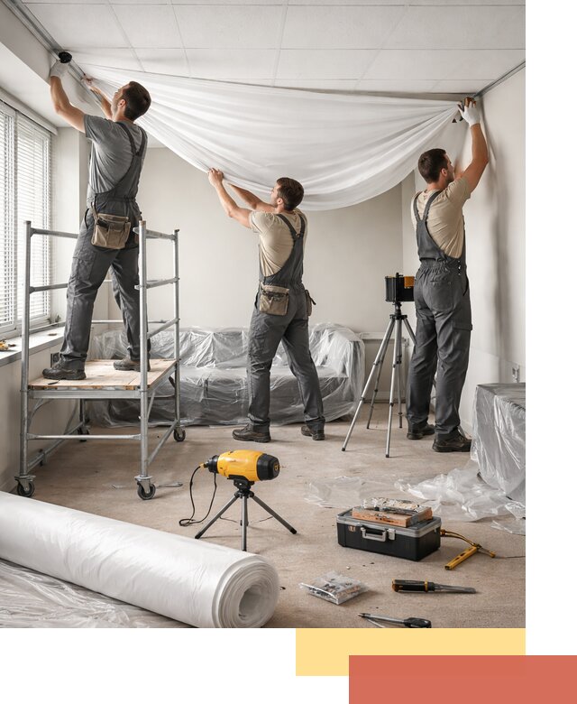 Монтаж натяжного потолка в офисе в Рузаевке