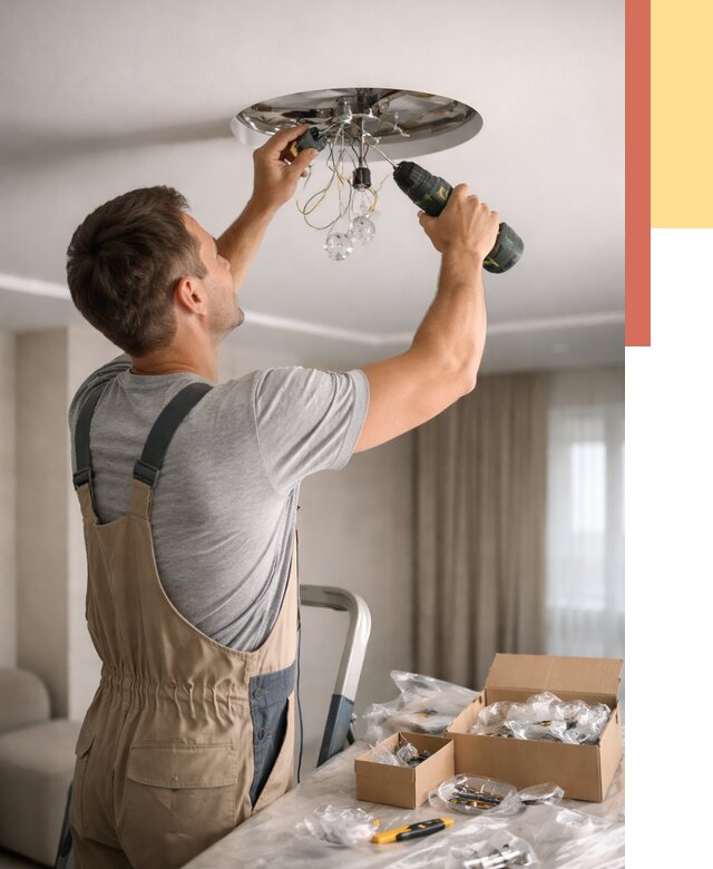 Установка люстры в натяжной потолок в Рузаевке от 1244 руб. | Быстро и недорого — ОТДЕЛОЧНИК-Рзв