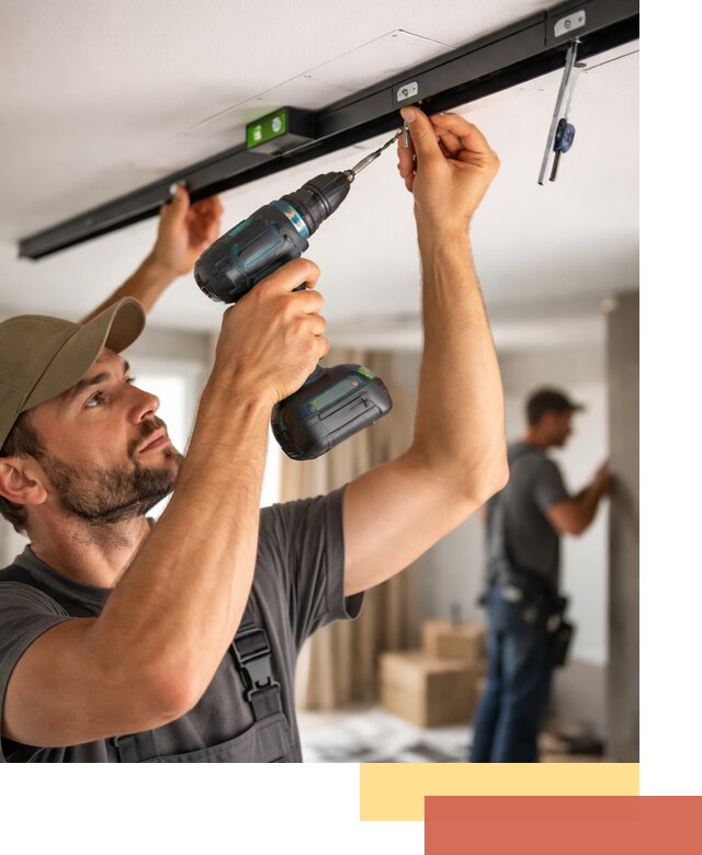 Установка трековых светильников в натяжной потолок в Рузаевке