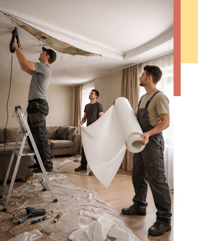 Замена полотна натяжного потолка в Рузаевке от 9850 руб. быстро и недорого | ОТДЕЛОЧНИК-Рзв