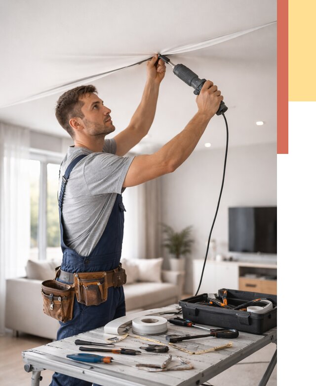 Ремонт натяжных потолков в Рузаевке от 9850 руб. под ключ — ОТДЕЛОЧНИК-Рзв