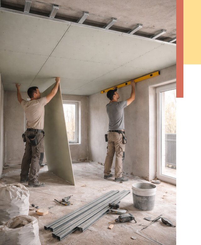 Одноуровневый потолок из гипсокартона в Рузаевке от 778 руб. — монтаж под ключ | ОТДЕЛОЧНИК-Рзв