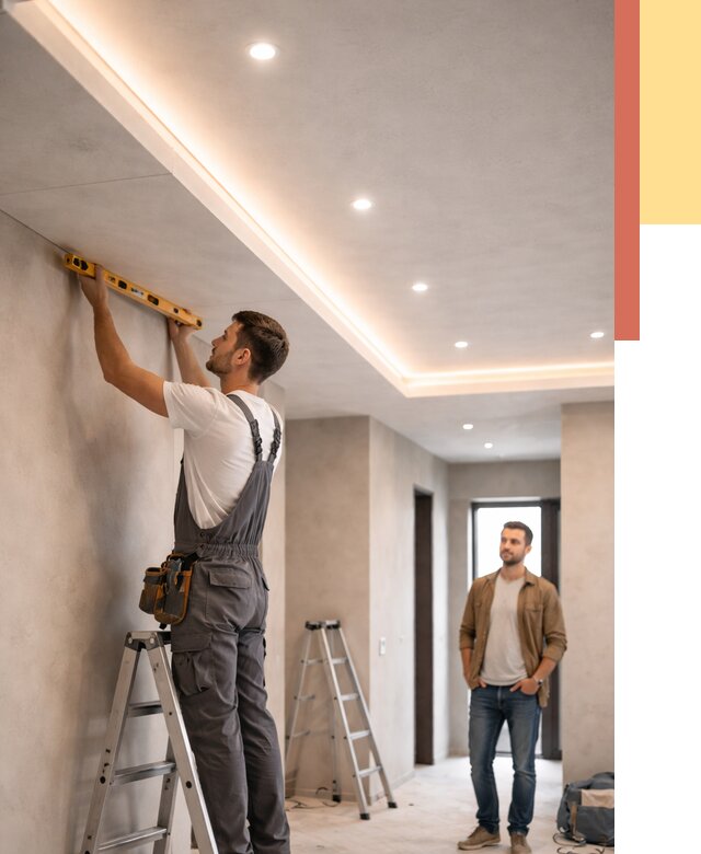 Потолок из гипсокартона с подсветкой в Рузаевке от 778 руб./м2 под ключ | ОТДЕЛОЧНИК-Рзв