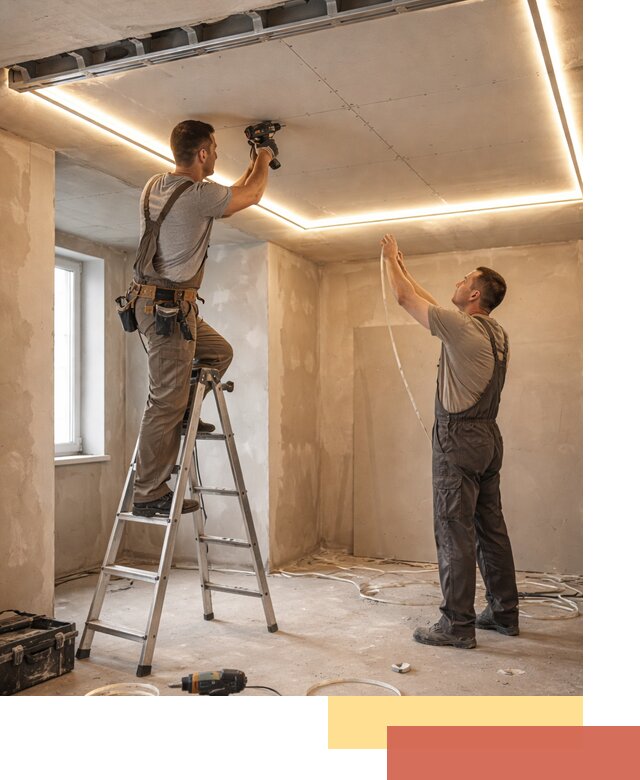 Потолок из гипсокартона с подсветкой в Рузаевке