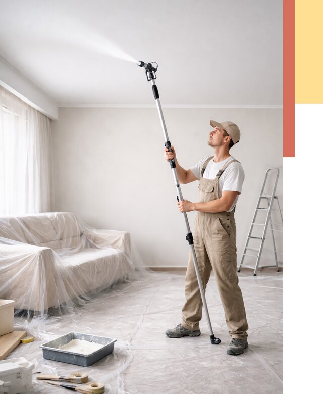 Покраска потолка краскопультом в Рузаевке от 4666 руб. быстро и недорого | ОТДЕЛОЧНИК-Рзв